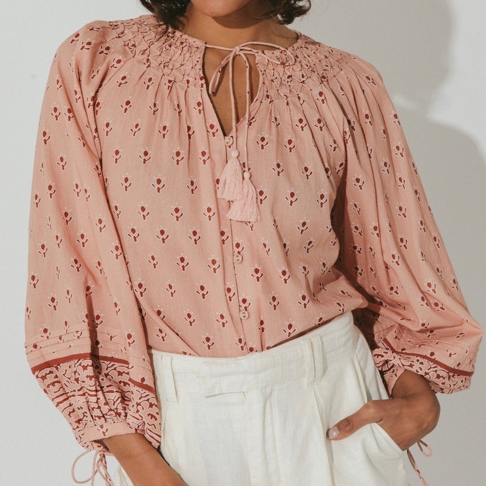 Cleobella mauve rue peasant blouse - Picture 3 of 9